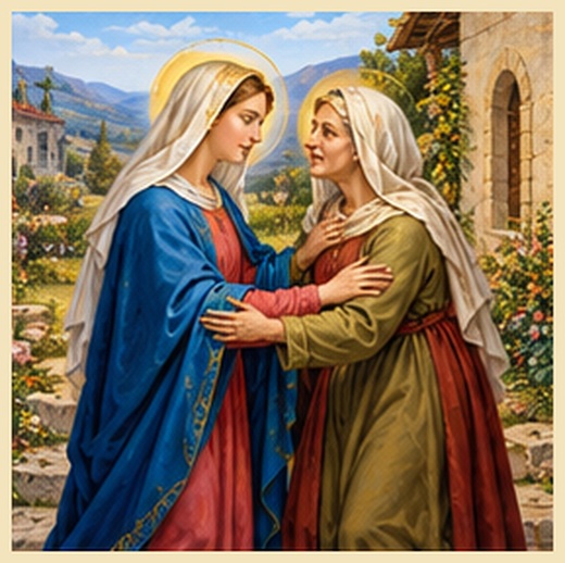 Ilustracija otajstva 2. Pohod Blažene Djevice Marije Elizabeti
